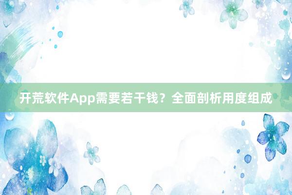 开荒软件App需要若干钱？全面剖析用度组成